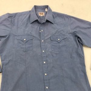 VINTAGE chambray ELY CATTLEMAN  PEARL SNAP